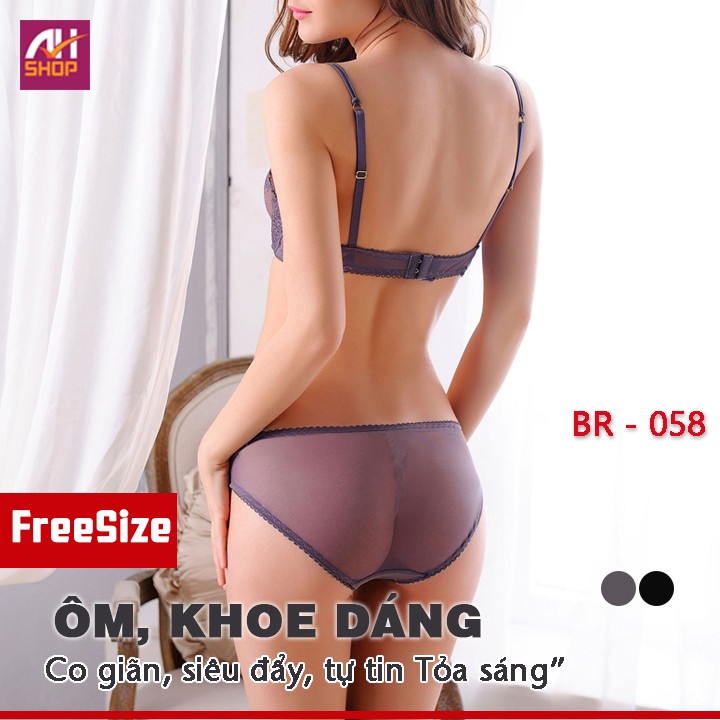 Bộ đồ lót 2 mảnh SIÊU ĐẨY Sexy BR-058 màu GHI XÁM | BigBuy360 - bigbuy360.vn