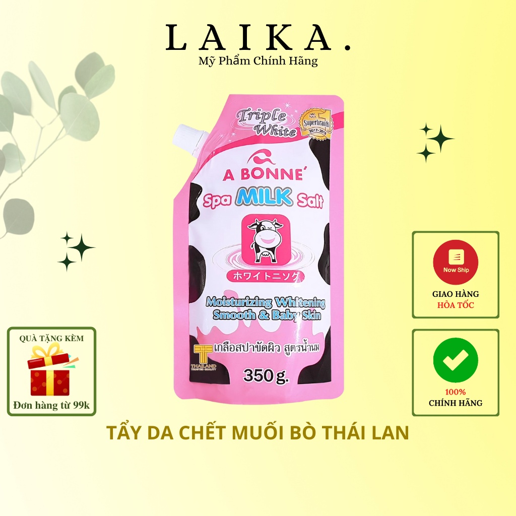 Muối tắm sữa bò tẩy tế bào chết A Bonne Spa Milk Salt trắng da 350g LAIKA chính hãng