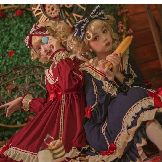 Váy lolita dài tay  retro phong cách  eo cao váy công chúa