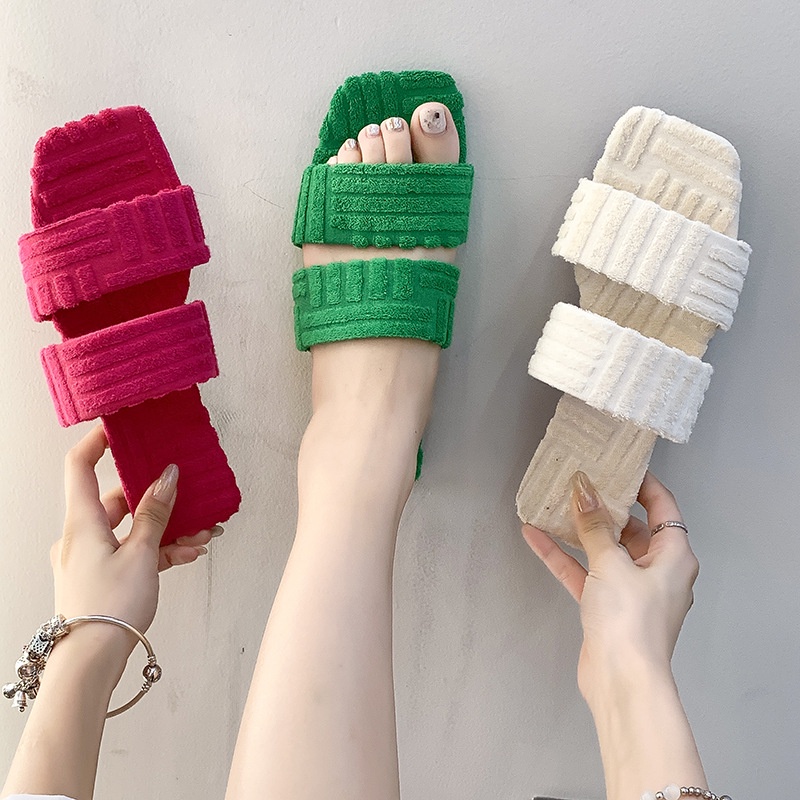 Big Size 35-42 Dép XIELUAIZTA 00892 quai ngang phủ lông giả thời trang trẻ trung dành cho nữ