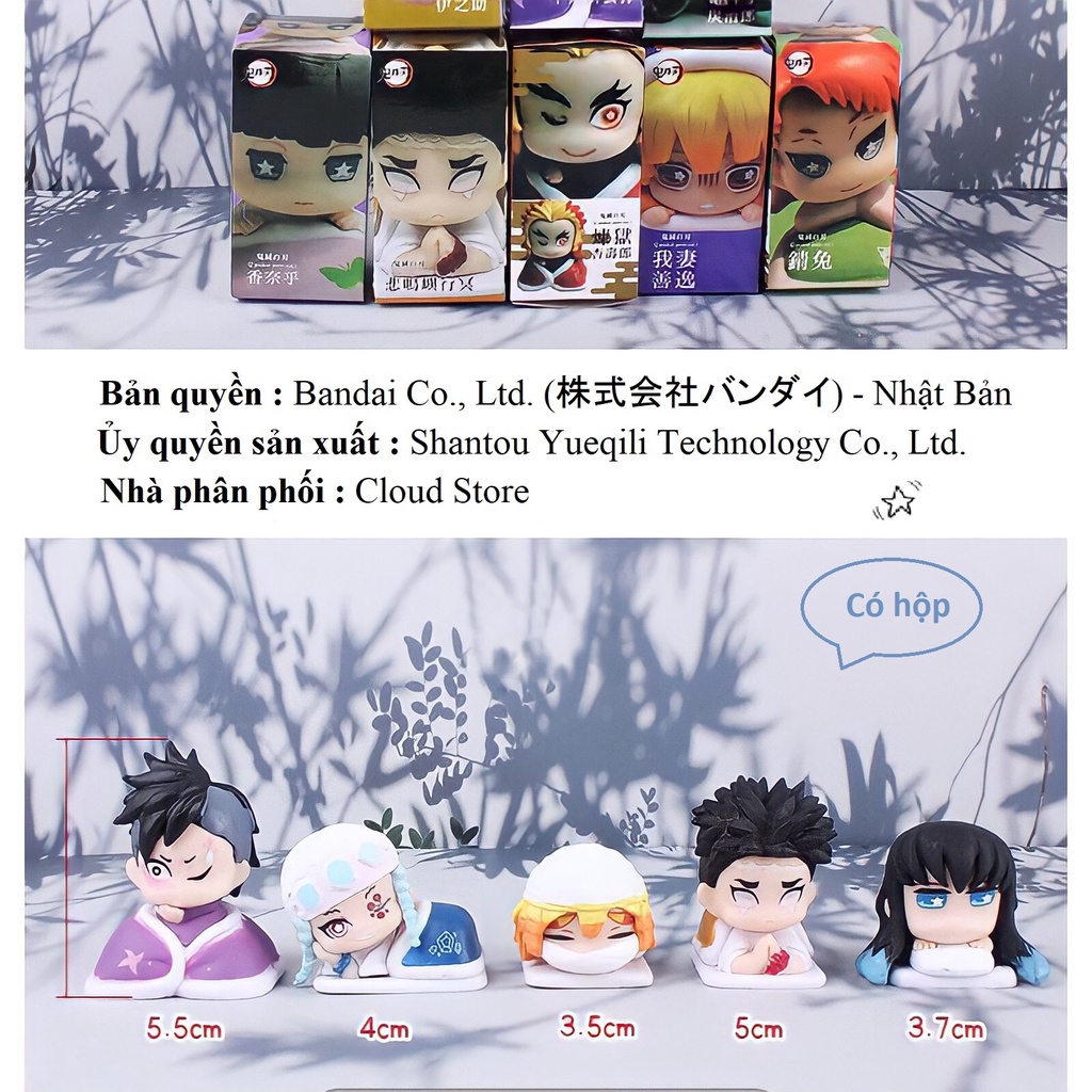 Mô hình anime Kimetsu No Yaiba CLOUD STORE cao 4,5 cm có hộp, figure thanh gươm diệt quỷ, đồ chơi mô hình chibi