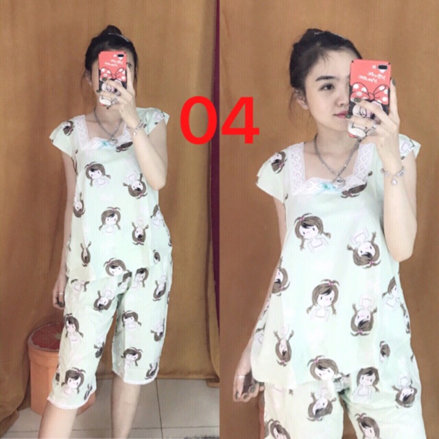 Đồ bộ lanh cổ vuông phối ren