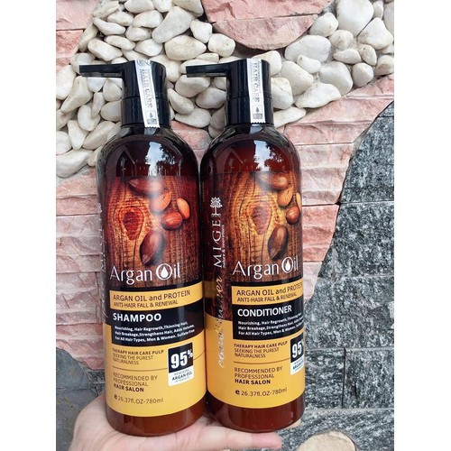 Bộ Dầu Gội Xả Phục Hồi,Chống Rụng,Dày Tóc Mige Argan Oil&Protein 900ml Tặng Dầu Dưỡngi Classc