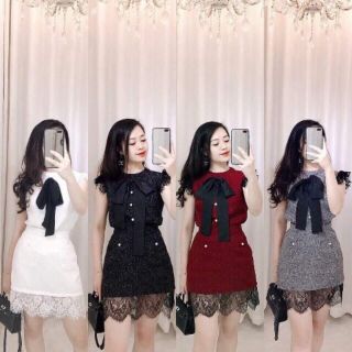 Sét bộ áo nơ kèm chân váy
