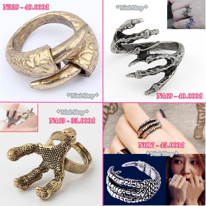 Nhẫn kiểu hình móng vuốt độc đáo (kéo sang phải xem thêm mẫu)