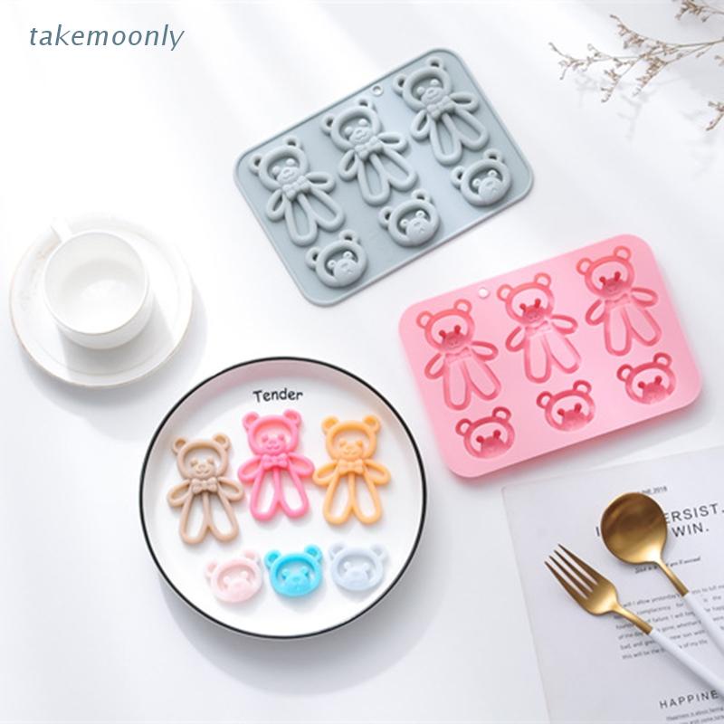 Khuôn Silicone Làm Bánh Hình Gấu 6 Ngăn DIY