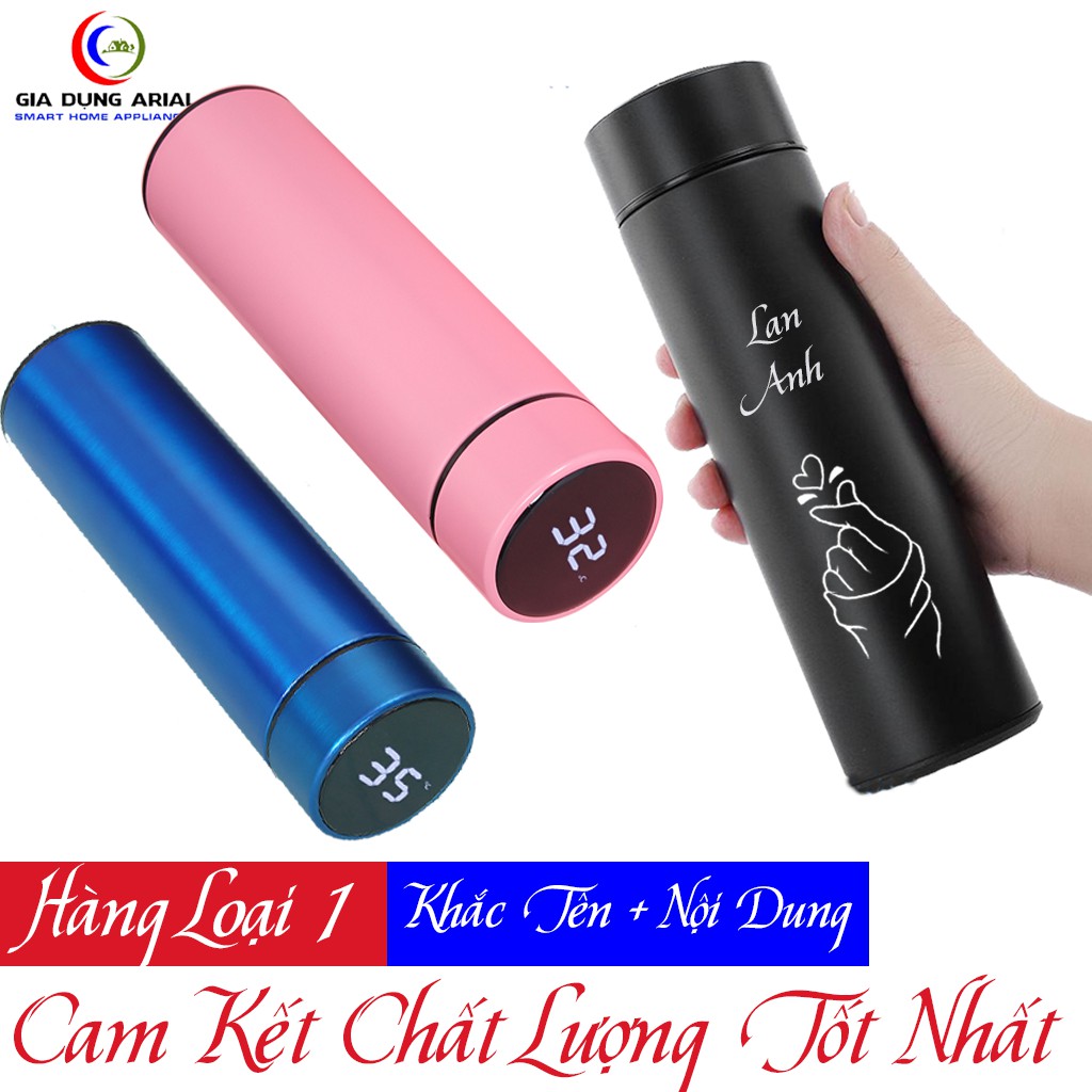 Bình Giữ Nhiệt Có Nhiệt Kế Thông Minh Inox 304 Cao Cấp Dung Tích 500ml, Bình Đựng Nước Giữ Nhiệt Có Hiển Thị Nhiệt Độ