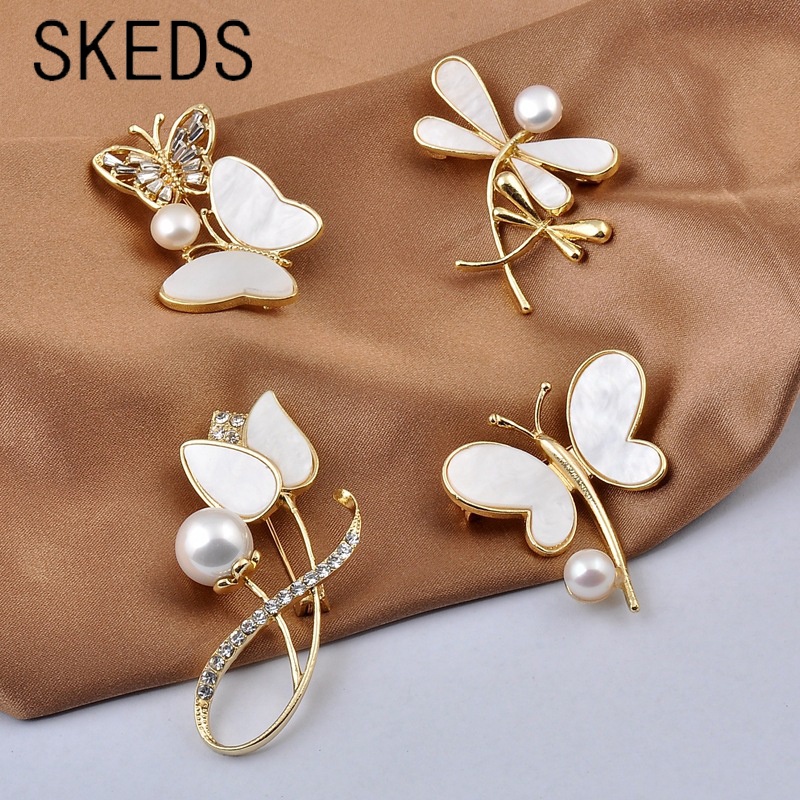 Trâm Cài Áo Hình Bướm Đính Ngọc Trai Thời Trang Chất Lượng Cao Cho Nữ