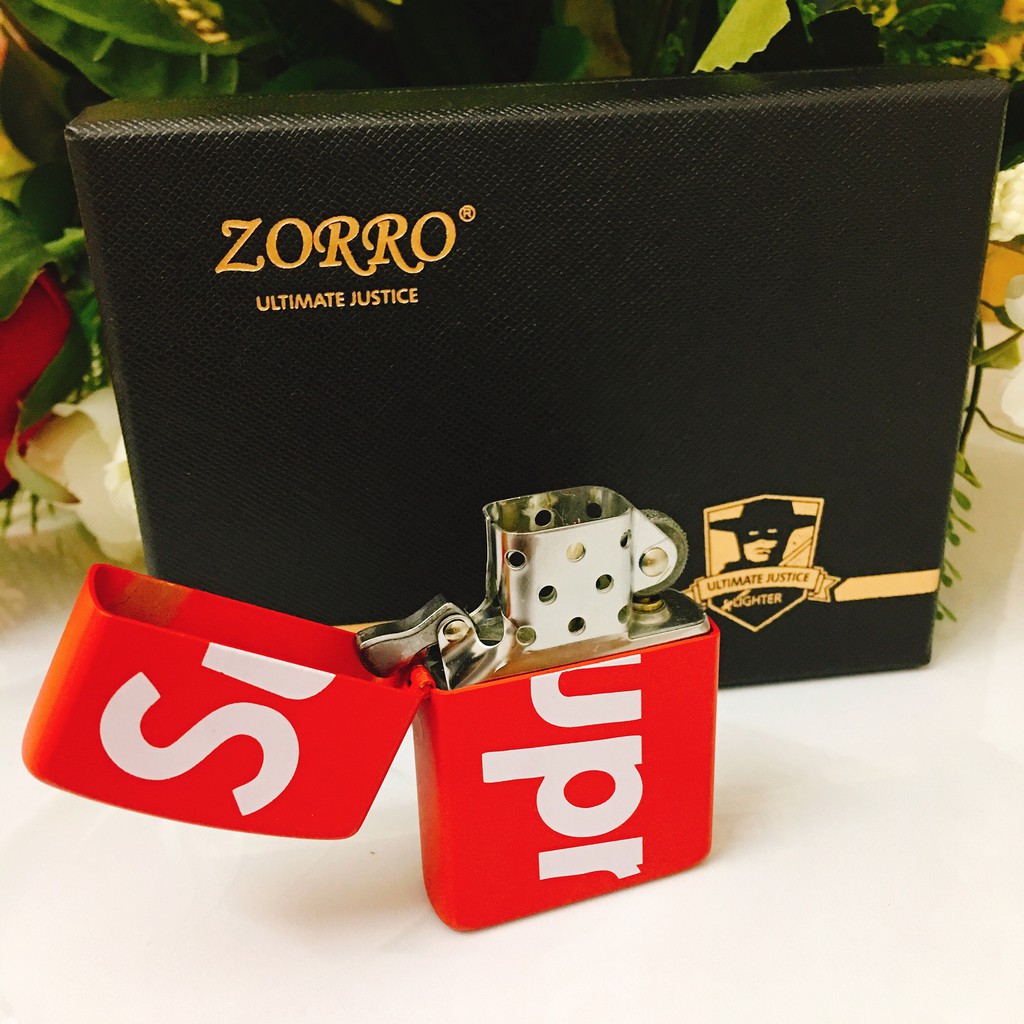 Bật lửa rẻ, Bật lửa xăng đá ZORRO ULTIMATE Supreme cao cấp, fullbox (Đỏ)