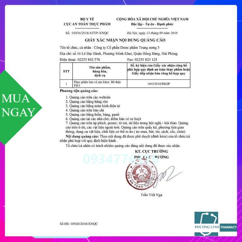 SÂM NHUNG BỔ THẬN TW3