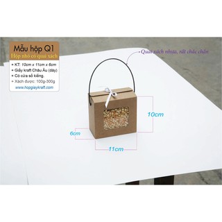 50 cái - Hộp giấy kraft mini đựng quà tặng thực phẩm trái cây bánh kẹo trang sức,đựng 2 hũ yến 70ml = Hộp Q1