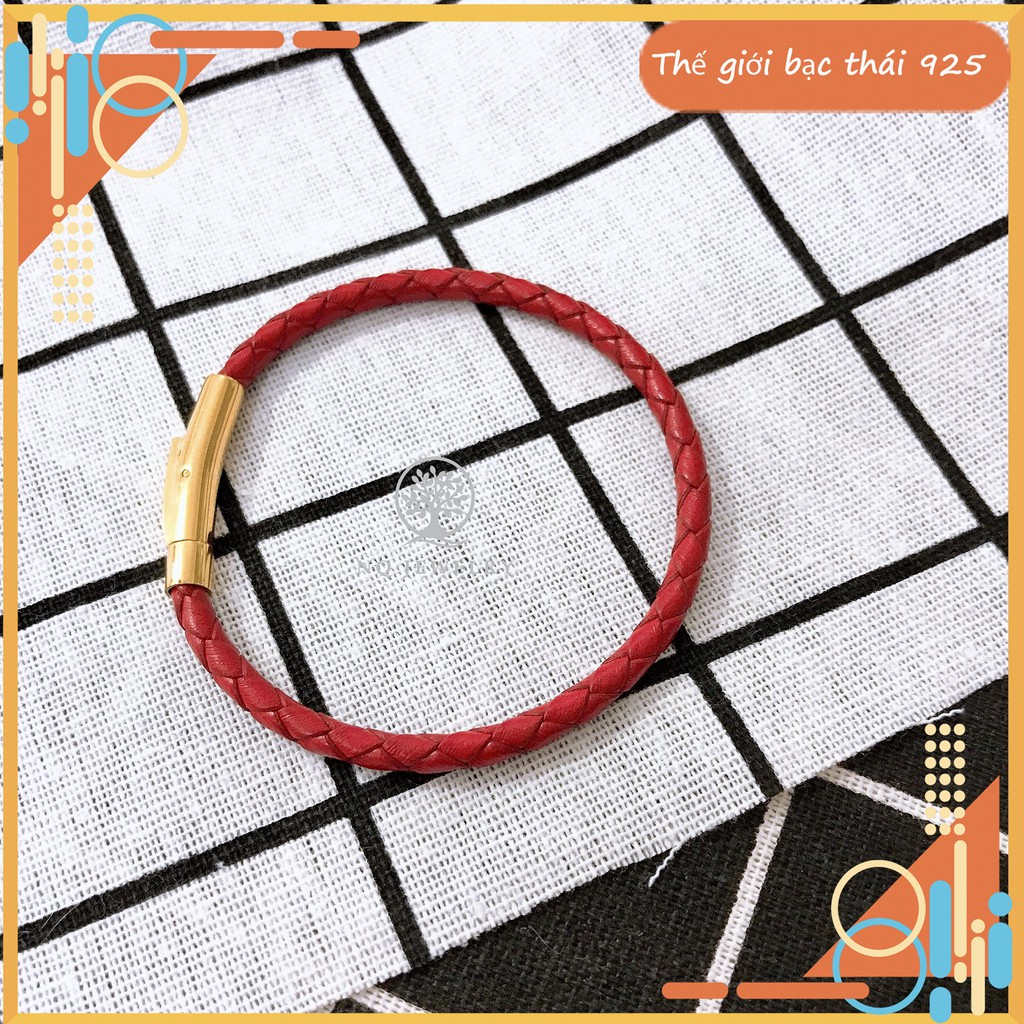 Vòng dây da 3mm - Vòng đeo tay dây da cao cấp