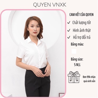 Áo trắng công sở xuất dư, vải thô lụa không nhăn,dáng suông dễ phối,tay cộc và dài