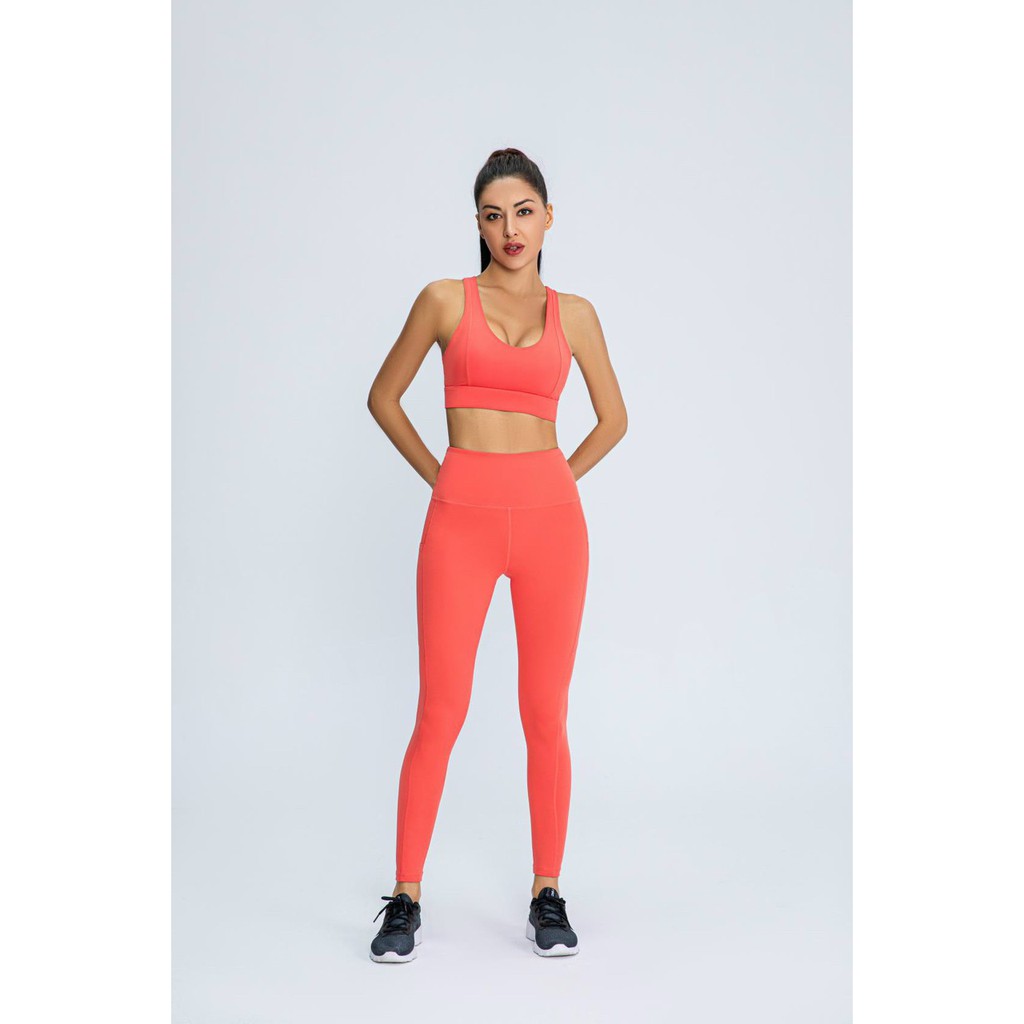 Bộ đồ tập gym yoga nữ áo bra quần dài kèm mút cao cấp hàng nhập Bin Sport BD112