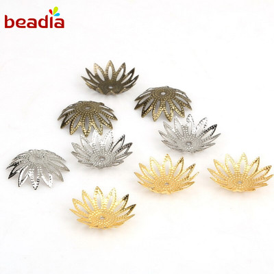 BEADIA Phụ Kiện Hạt Cườm Hình Hoa Bằng Kim Loại Dùng Làm Trang Sức DIY