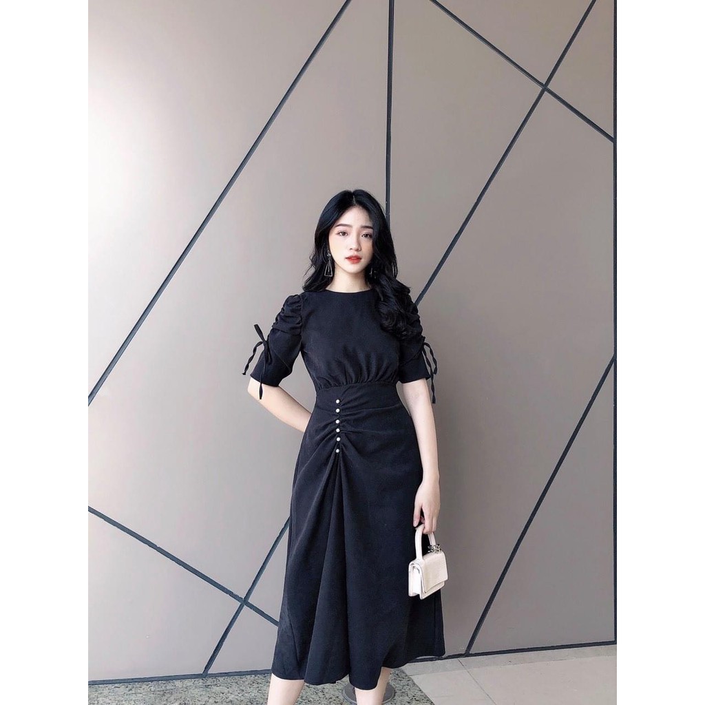 VÁY RÚM EO- VÁY THIẾT KẾ DÁNG RÚM EO ĐÍNH CÚC NGỌC | BigBuy360 - bigbuy360.vn