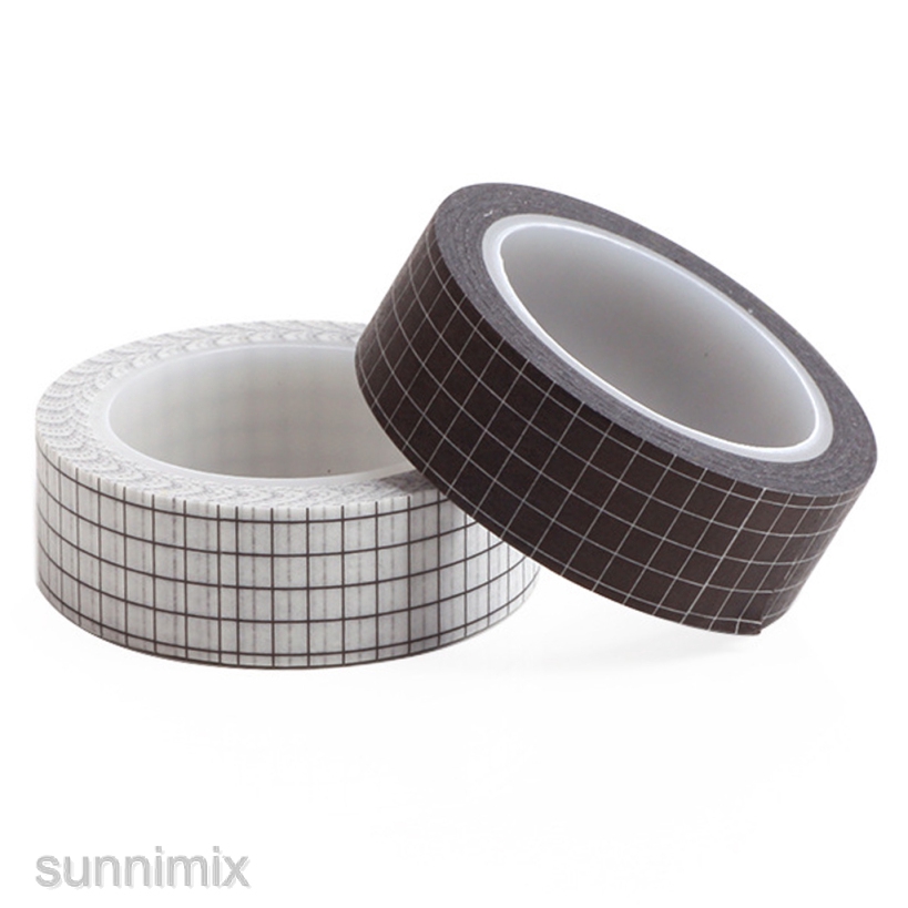 [SUNNIMIX] 7x Multi-color Grid Printed Washi Paper Sticky Masking Tape Planner Sticker