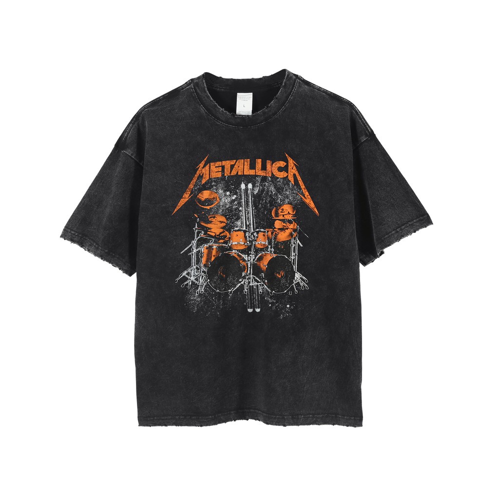 Áo thun nam form rộng RevoltClothes tay ngắn Unisex màu wash xám Metallica Oversize T8852