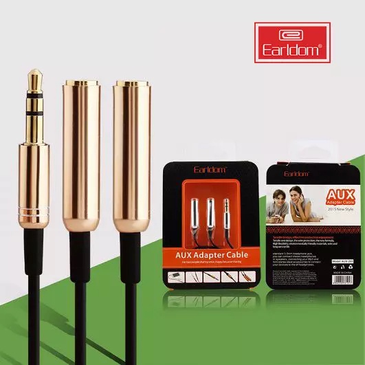 Dây chia tai nghe 1 cổng 3.5mm ra 2 cổng 3.5mm Earldom AUX-201.