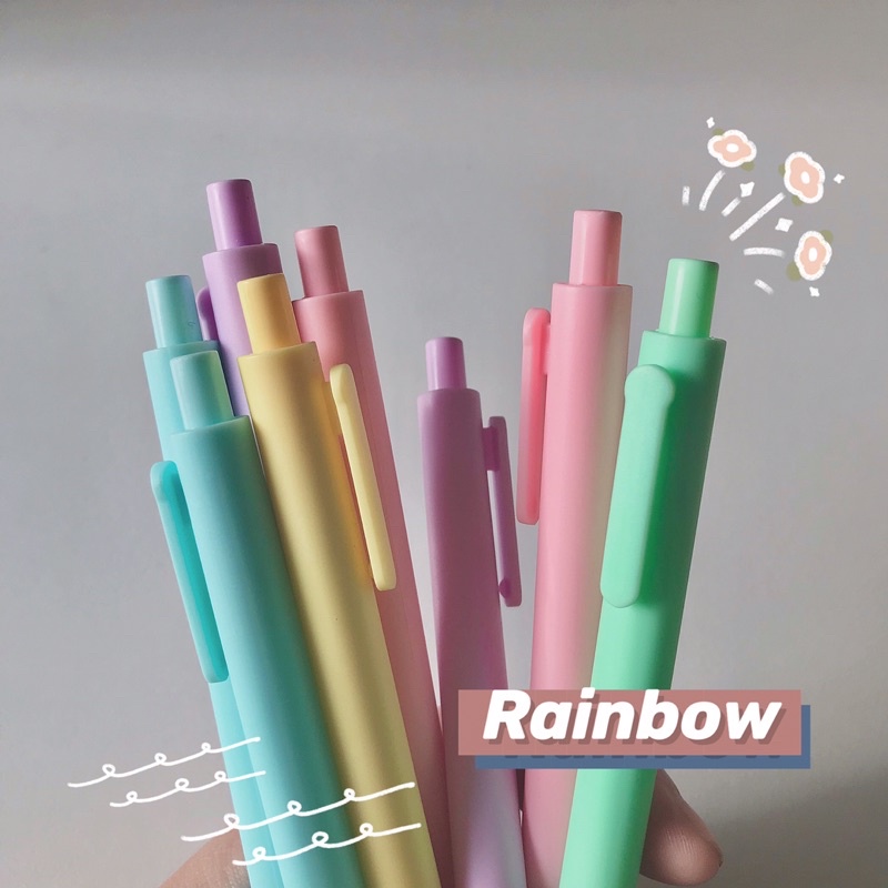 Bút bi bấm mực gel nhiều màu macaron 0.5mm phong cách pastel dễ thương.