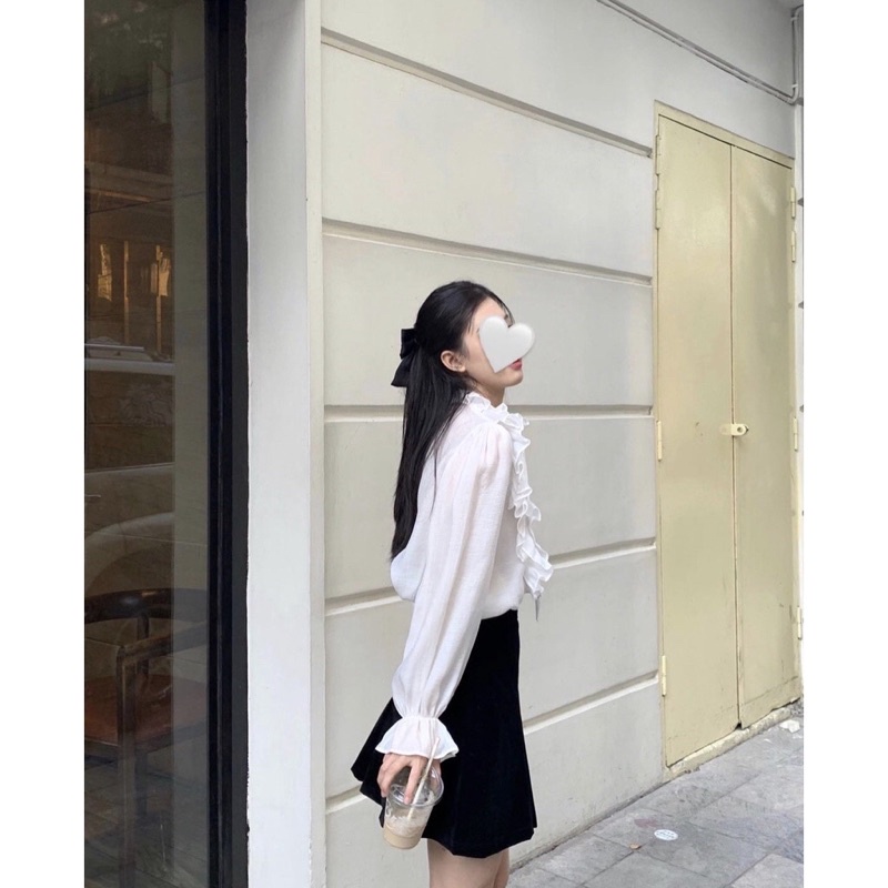 Pass áo Emy Shirt - Áo sơ mi bèo nơ cổ chất tơ mềm - Seduisant size S