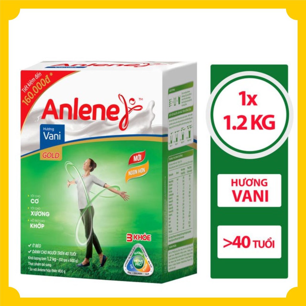 Sữa Anlene 🍁FREESHIP🍁 Sữa Anlene Gold Trên 40 tuổi 1,2kg