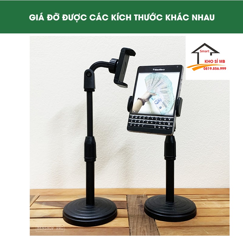 giá đỡ điện thoại để bàn, xoay 360 độ, kẹp điện thoại xem phim, livestream kho sỉ mb