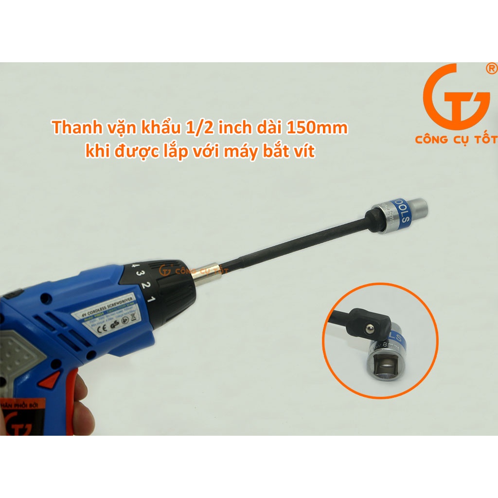 Bộ ba thanh vặn khẩu 1/4 - 3/8 - 1/2 chuôi lục dài 150mm thép CrV 50BV30