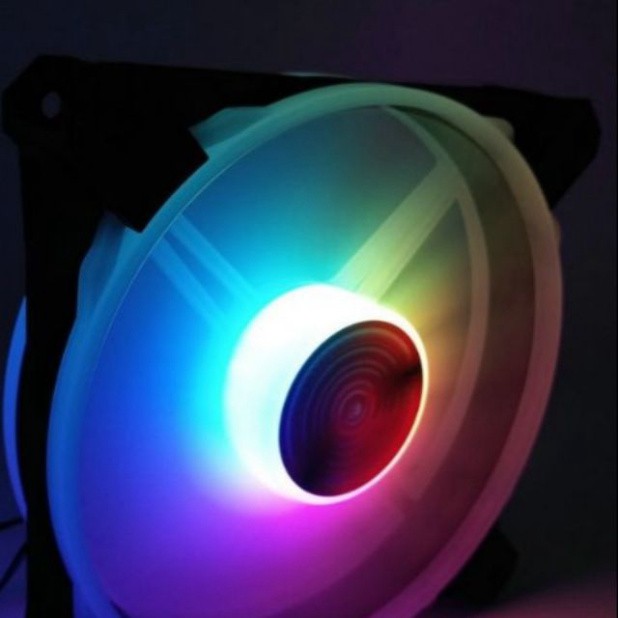 Quạt tản nhiệt lắp case Pc Game Thủ Coolmoon V2 AURA RGB rainbow Fan Led 12cm Kèm Bộ Hub Remote điều khiển nhiều chế đô