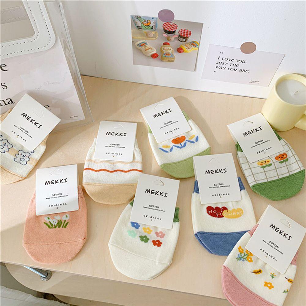 Vớ Cotton Ngắn Họa Tiết Hoa Hoạt Hình Nhật Bản Thoải Mái Thời Trang Mùa Hè Cho Nữ