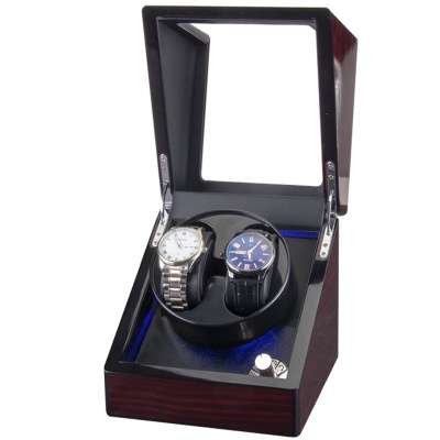 Hộp xoay đồng hồ cơ 2 chiếc bằng gỗ bọc da vân cacbon cao cấp - Mã W141wD
