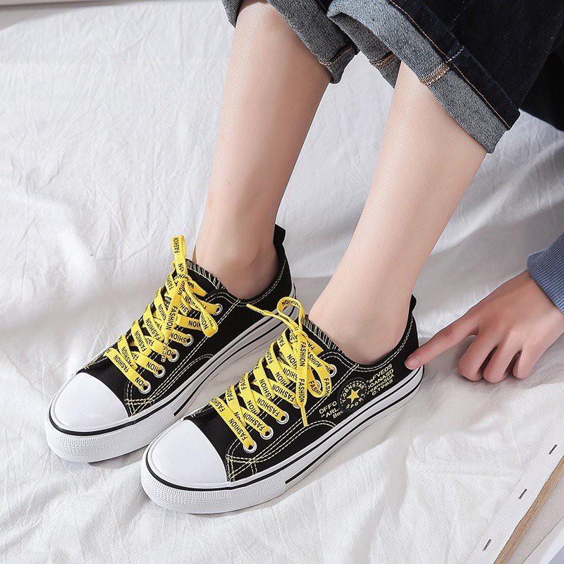 Giày thể thao nữ nam đen dây xanh Supcmee