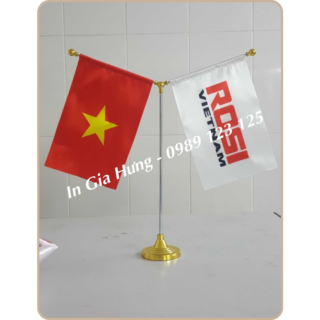 Bộ Cờ Để Bàn Việt Nam -  Công Ty Chữ Y Cán Kim Loại( Cờ Công Ty In Theo Yêu Cầu)