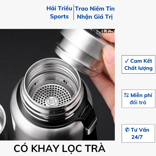 Bình giữ nhiệt 1500ml inox giữ nhiệt 8 đến 12 tiếng có nắp uống và lưới lọc trà, Ly nước giữ nhiệt nóng lạnh