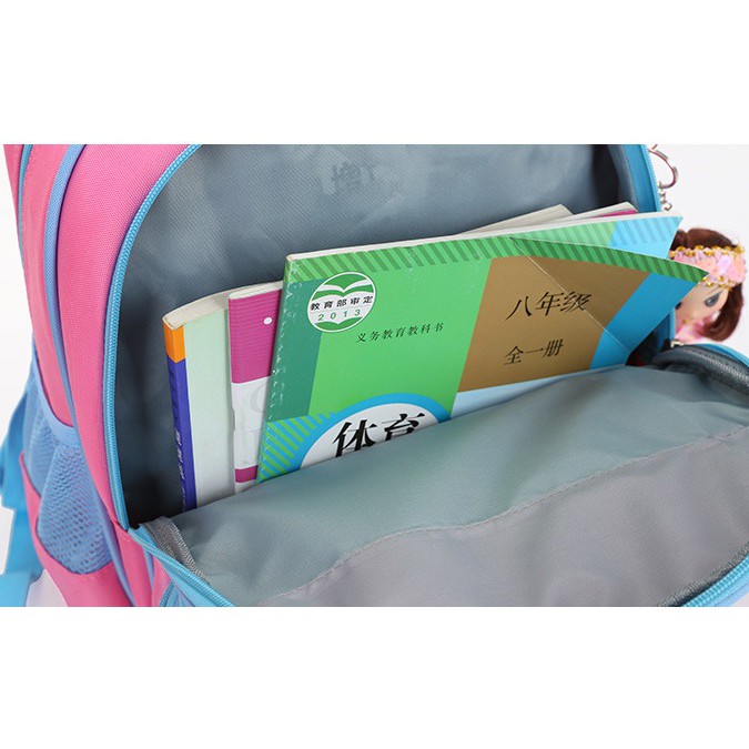 Balo bé gái cấp 1 kèm búp bê và bóp viết (loại tốt)