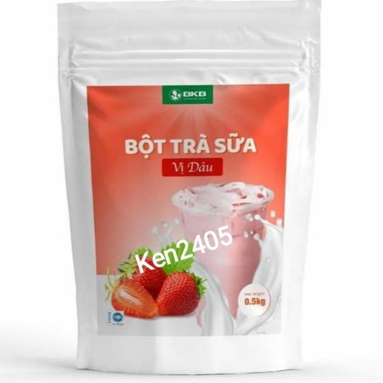 Bột Trà Sữa Vị Dâu 🍓PHA SẴN🍓pha với nước , thêm đá, thêm trân châu ,uống liền 500gr