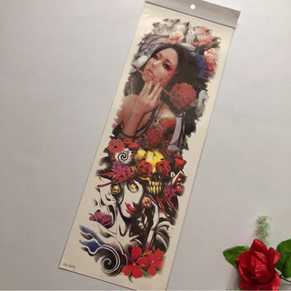 Hình xăm dán kín tay cao cấp cô gái cầm bút 17x48cm- tặng bắp tay xinh khi mua từ 2 tấm