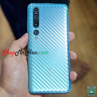 Skin Dán Mặt Sau Lưng Xiaomi Mi 10 - Mi 10 Pro - Mi 10 Lite - Mi 10 Ultra - Mi 10S - Carbon, Hình hộp, Nhám, Vân Da