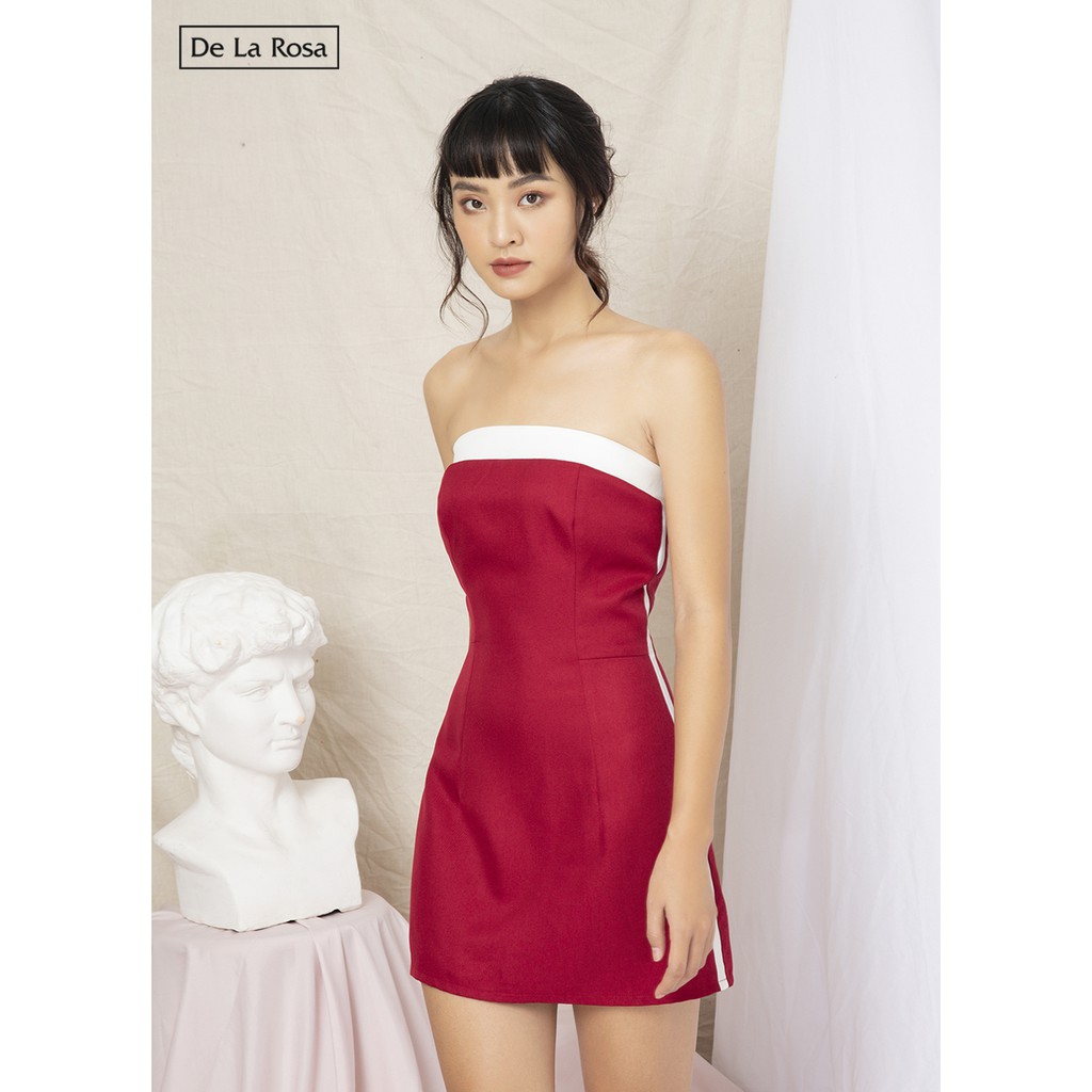 Đầm váy đỏ cúp ngực thiết kế body phối kaki - De La Rosa | BigBuy360 - bigbuy360.vn