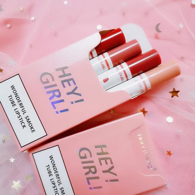 Set Son Bao Thuốc Heng Fang Hey Girl Wonderful Smoke Tube Lipstick Gồm 4 Cây