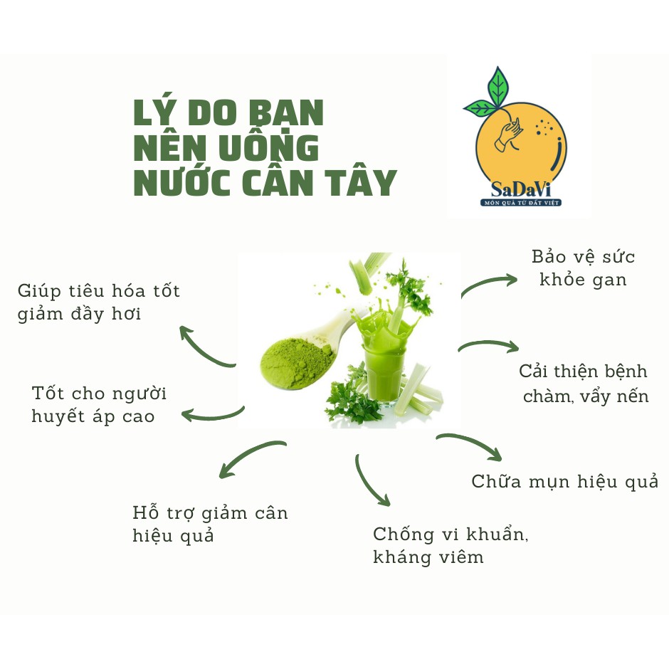 BỘT CẦN TÂY sấy lạnh nguyên chất 100%, giúp đẹp da đẹp dáng - SaDaVi