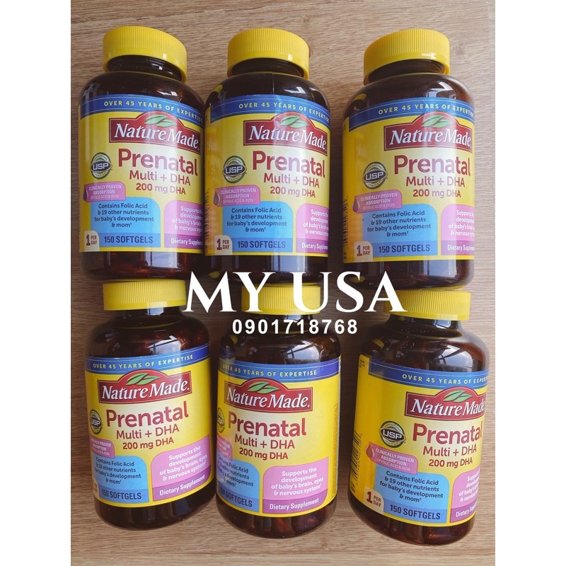 Vitamin cho bà bầu❤️Viên uống bà bầu Nature Made-Prenatal Multi+DHA 150 viên từ Mỹ