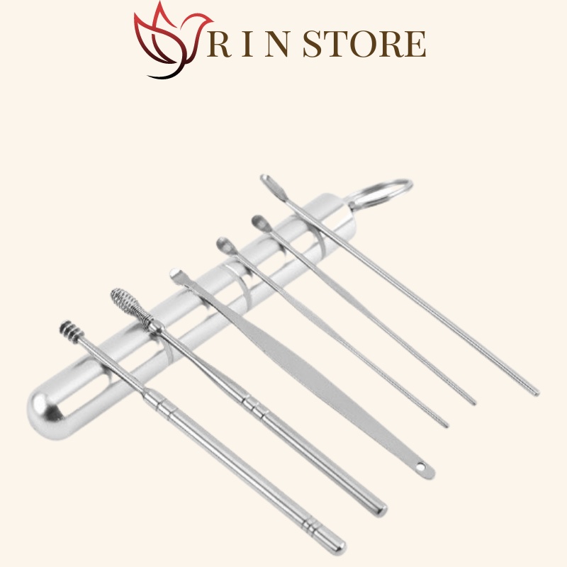 Bộ Lấy Ráy Tai 6 Món Thép Không Gỉ An Toàn Cho Cả Gia Đình RIN