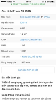 Điện Thoại Apple Iphone 5s ( 1GB/16GB ). Hàng cũ đẹp 90-95% .