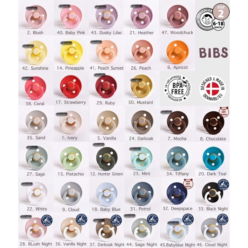 [ TẶNG KÈM NẮP TRỨNG] Ti Giả BIBS COLOUR
