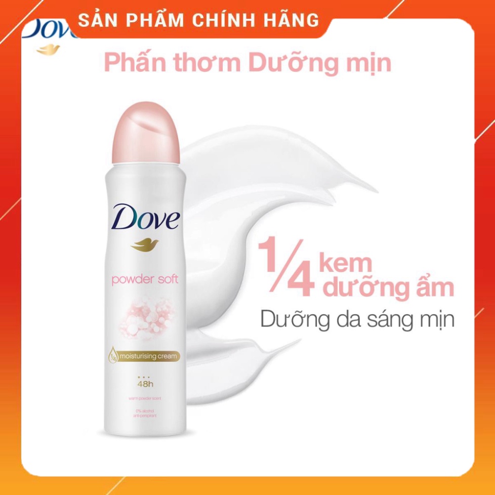 Xịt khử mùi Dove Dưỡng da Sáng mịn dành cho nữ, 150ml