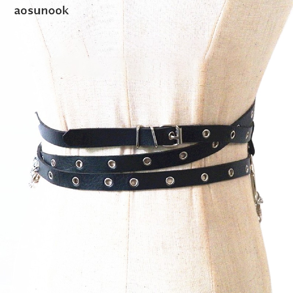 Thắt lưng nữ garter dây xích buộc eo phối da giả phong cách Punk