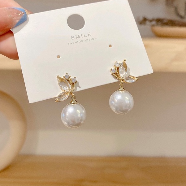 Khuyên tai KTCB311 bướm thả ngọc trai nhân tạo nữ tính