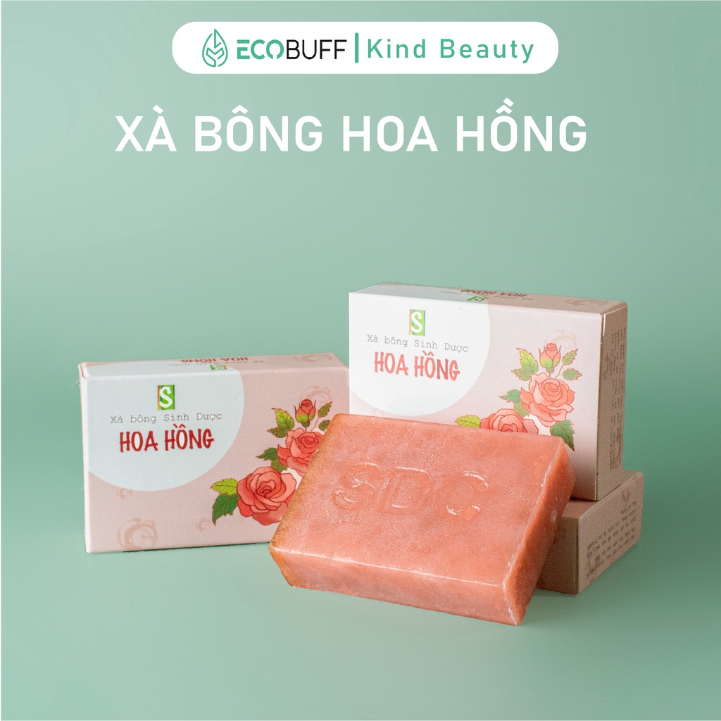 Xà bông Sinh Dược HOA HỒNG xà bông tắm thảo mộc chiết xuất thiên nhiên lành tính Ecobuff