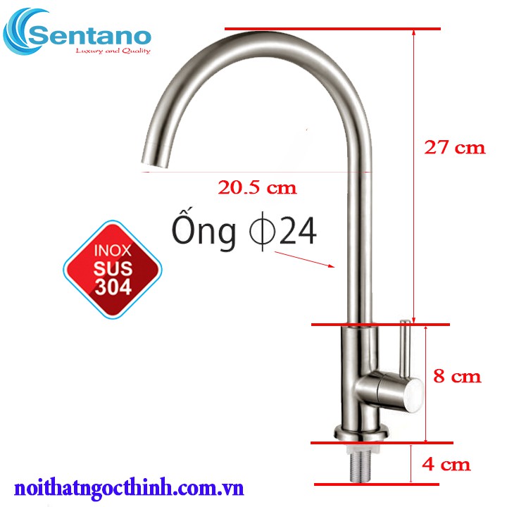 [VÒI XOAY Ổ BI TRỢ LỰC] Vòi rửa chén LẠNH kiểu TRÒN inox 304 cao cấp ống phi 24 xoay 360 nhẹ nhàng nhờ ổ bi trợ lực